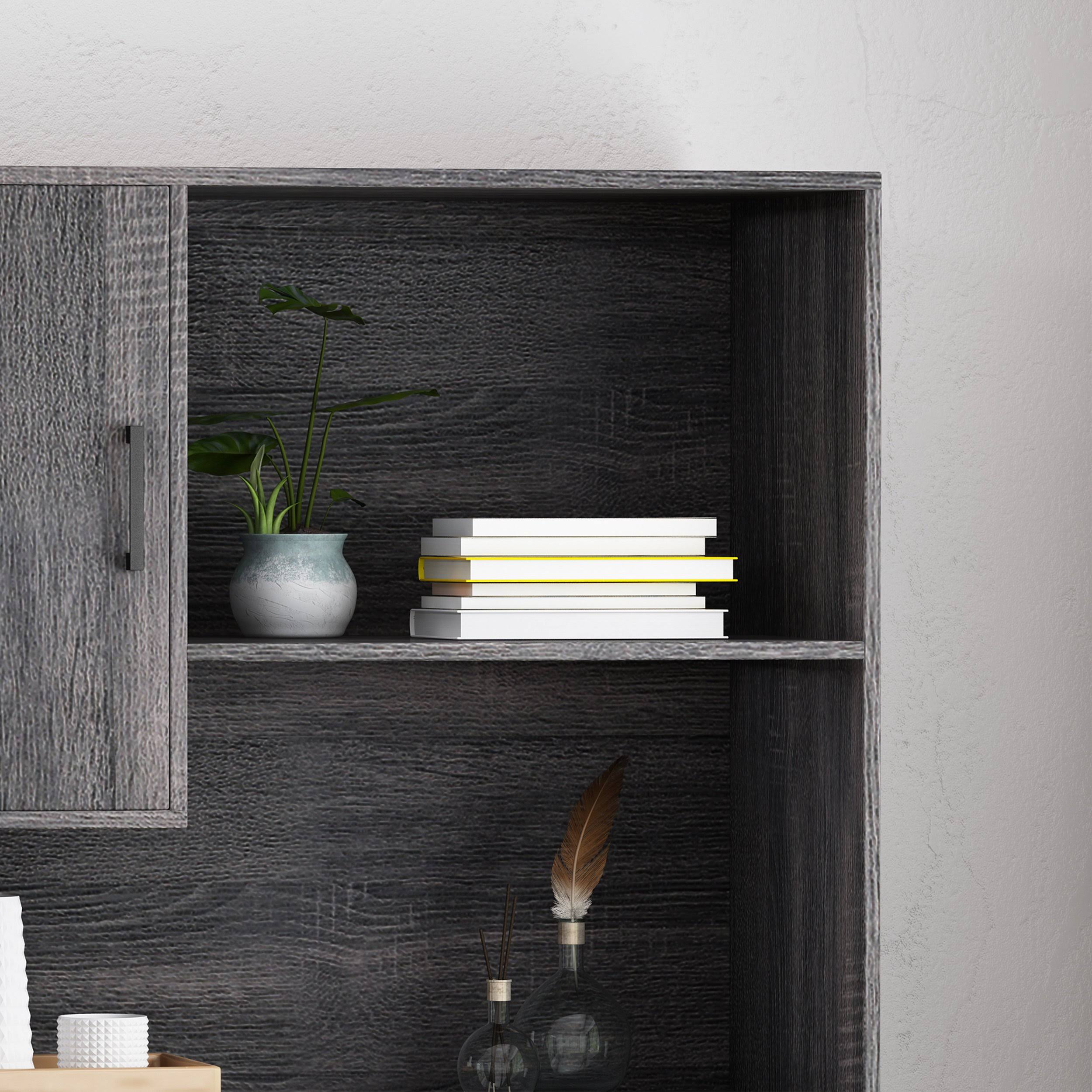 Walnut and Black Faux Wood Cube Bookcase K3032