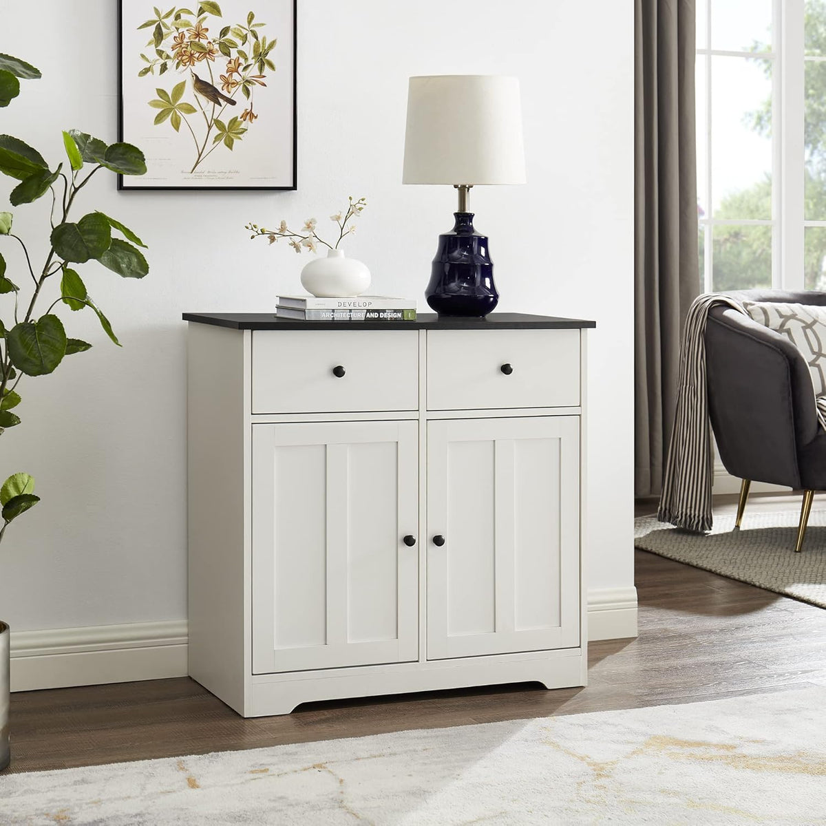 Black Sideboard Buffet Storage Cabinet H8544