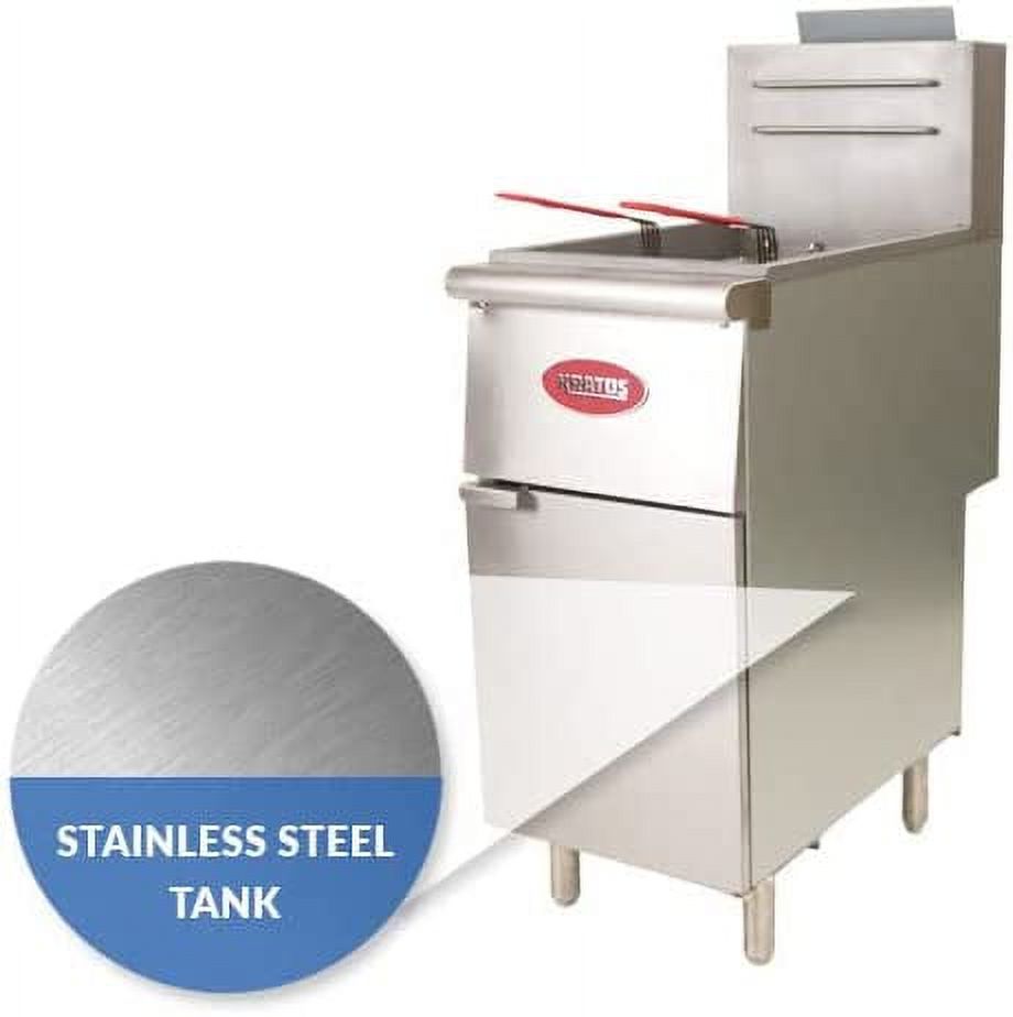 Commercial Gas Floor Fryer, Three Burners, 40 lb. Capacity, Liquid Propane T686940