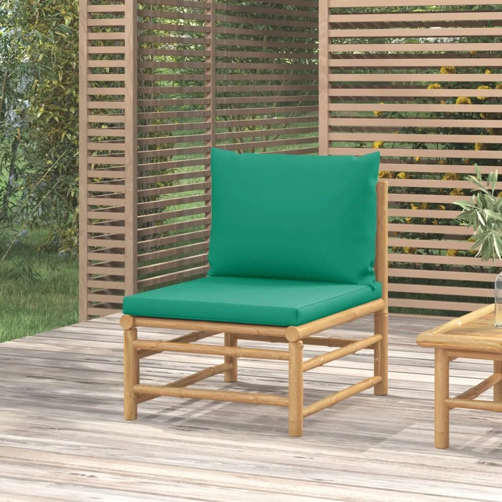 Bamboo Patio Sofa with Green Cushions Y1734
