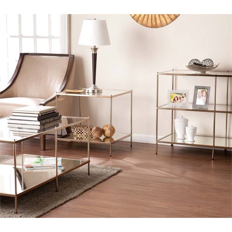 Square Glass Top End Table in Gold D902824