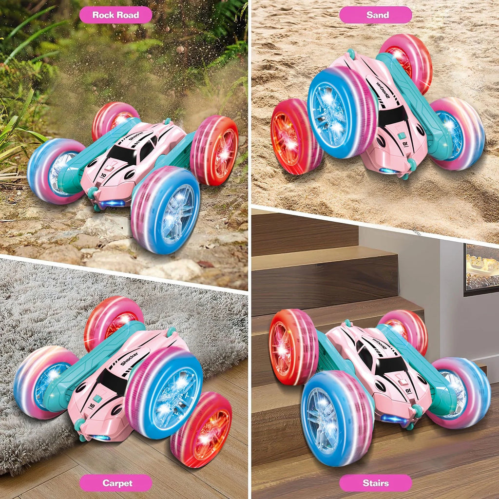 Pink Remote Control Stunt Car with Wheel Lights P714586