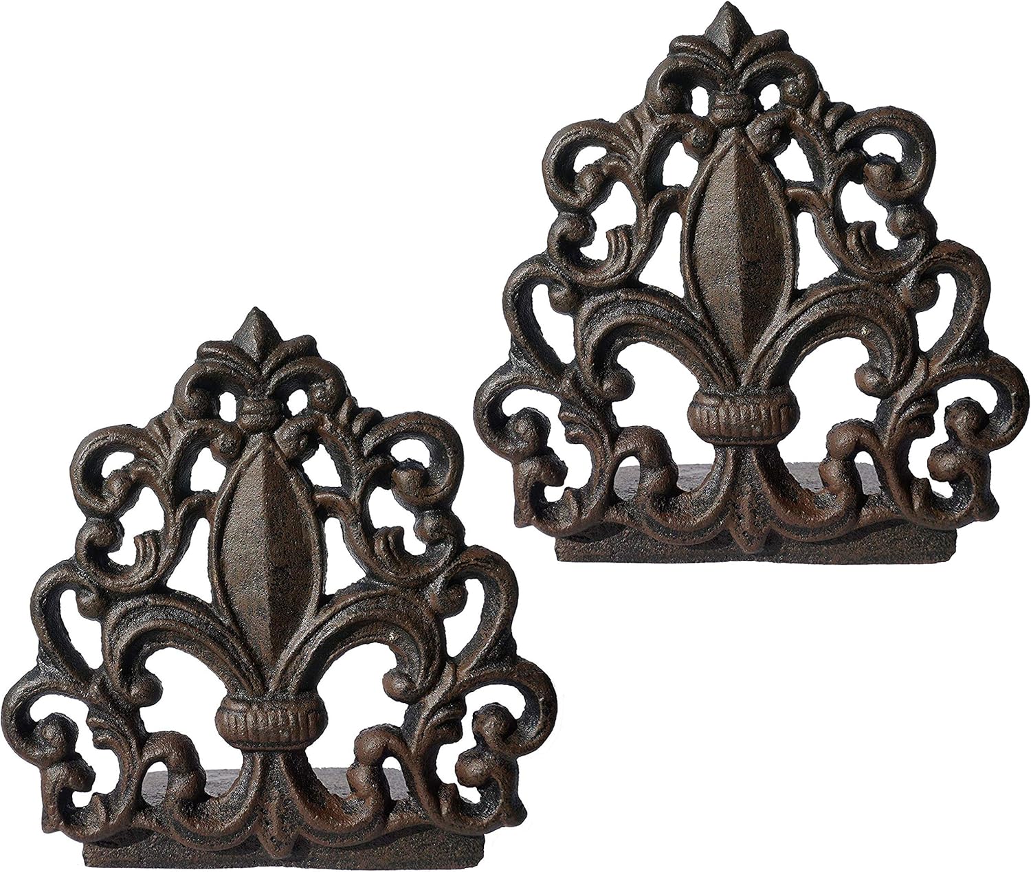 Cast Iron Fleur De Lis Door Stop, Antique Black Finish, 2 Piece L708510