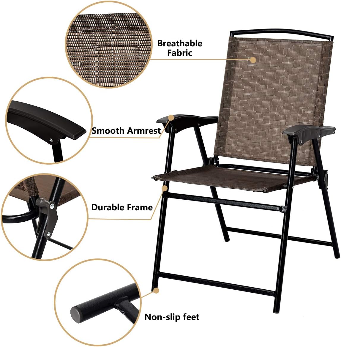 3-Piece Patio Bistro Set with Tempered Glass Table and 2 Foldable Chairs N24310
