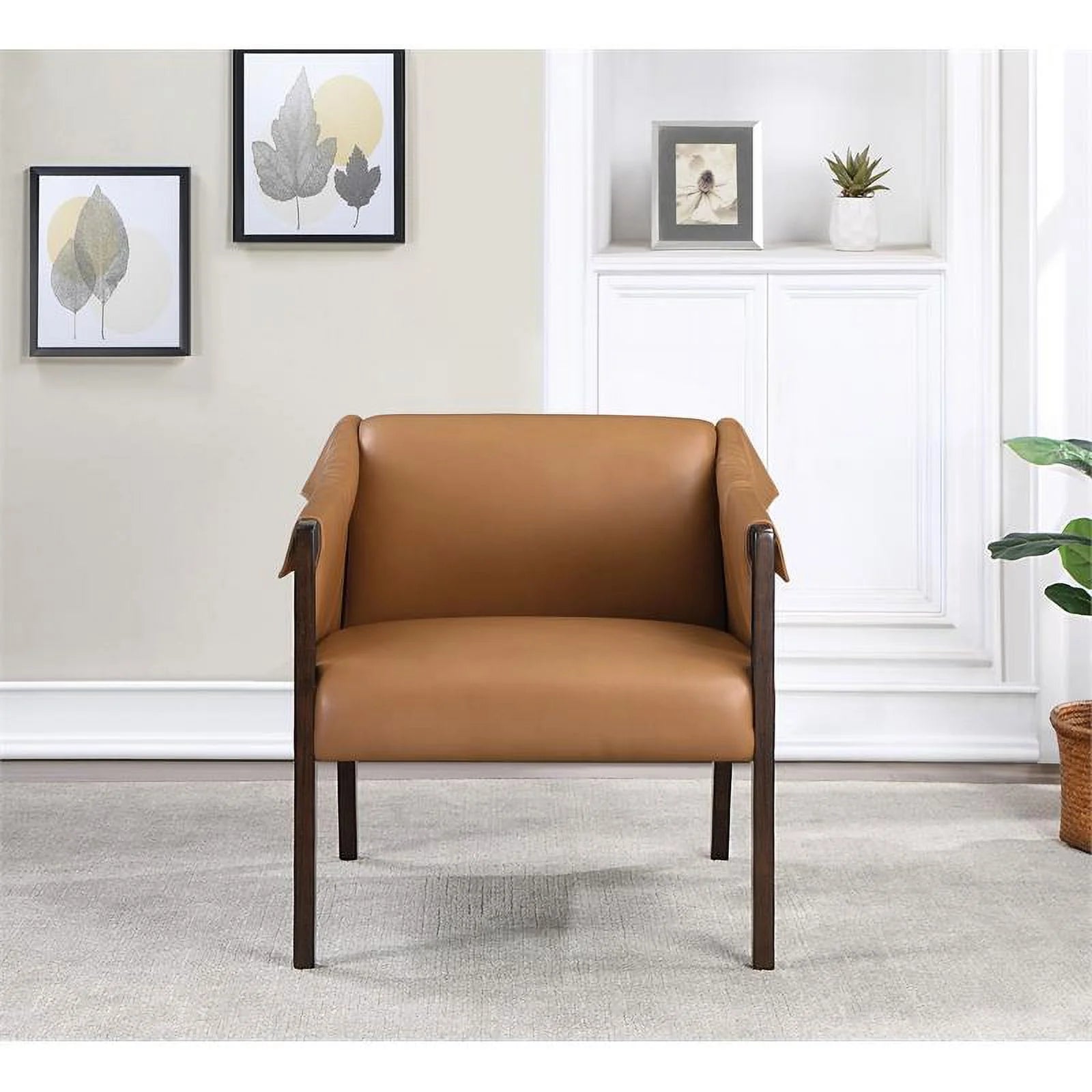 Faux Leather Accent Chair in Camel E80608