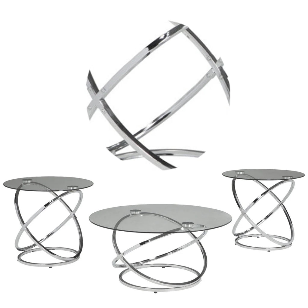 Chrome Finish Table (Set of 3) C63981