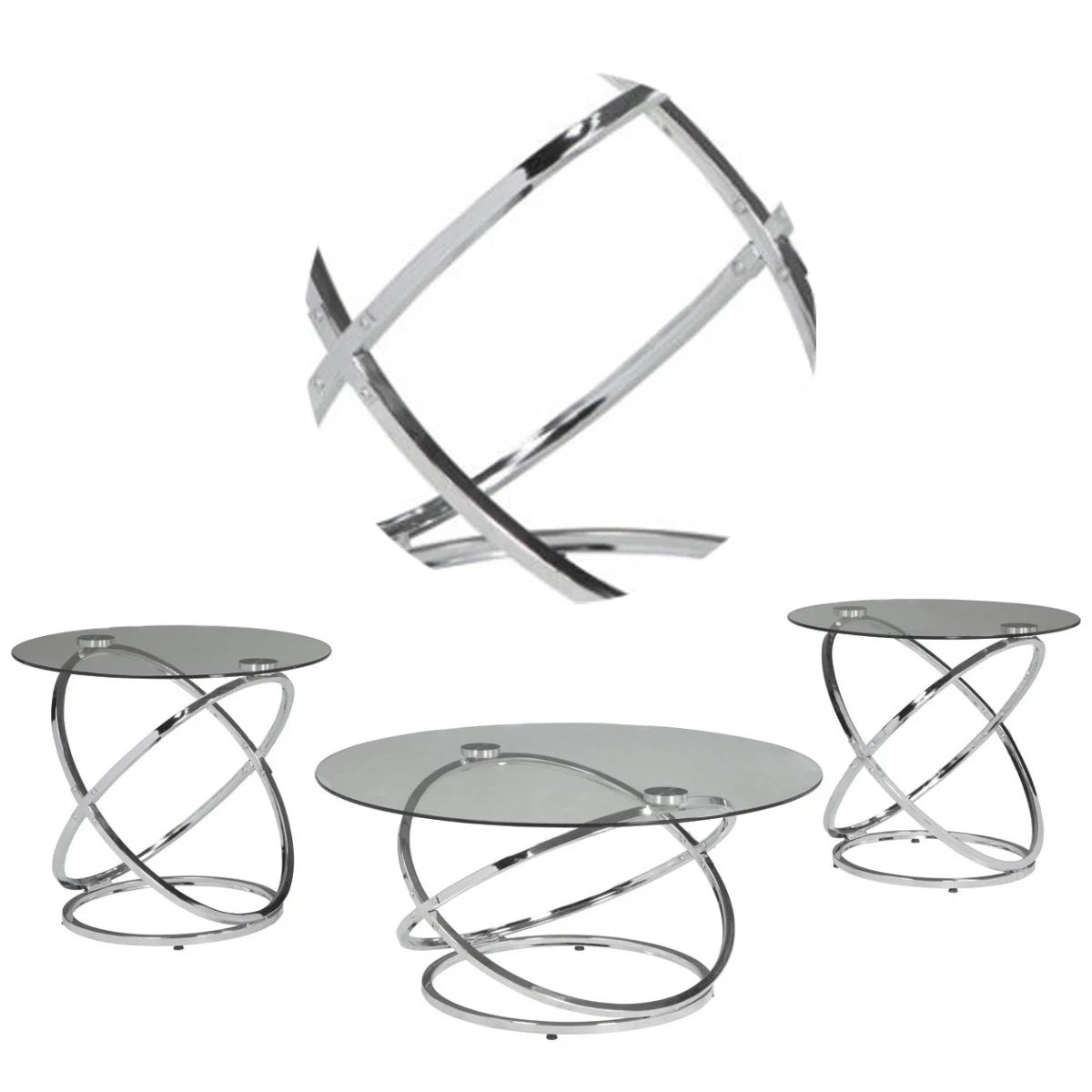 Chrome Finish Table (Set of 3) C63981