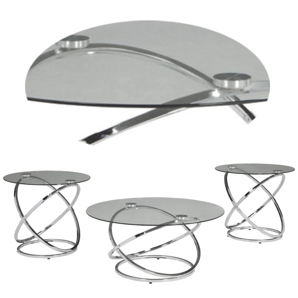 Chrome Finish Table (Set of 3) C63981