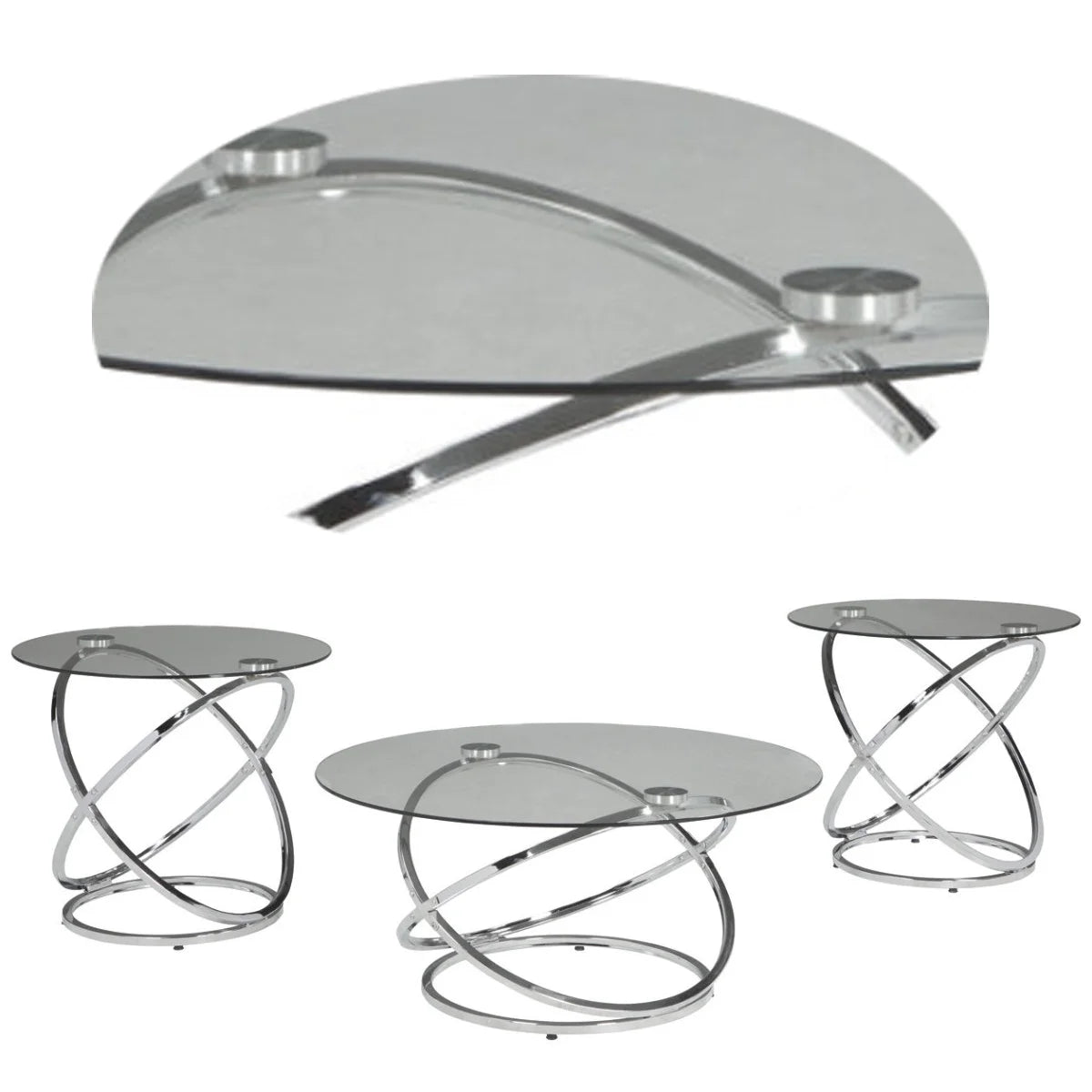 Chrome Finish Table (Set of 3) C63981