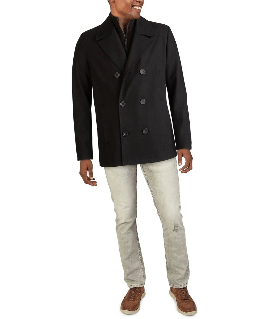 Black Wool Peacoat A79517