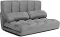 Foldable Floor Sofa with 2 Pillows & Suede Cloth Cover W75476