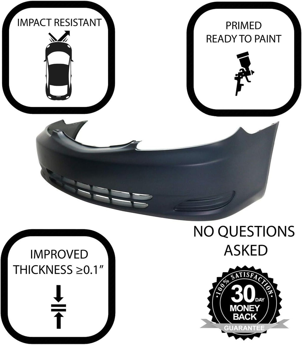 Plastic Bumper Cover Fascia for 2002-2004 Toyota Camry LE XLE Sedan H912118