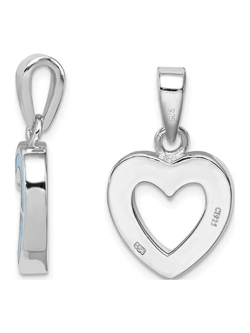 Lab-Created Blue Opal Heart Pendant Necklace in Sterling Silver with Chain E574