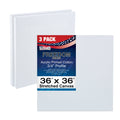 36 x 36 inch Stretched Canvas 12-Ounce Primed 3-Pack White Blank L268812
