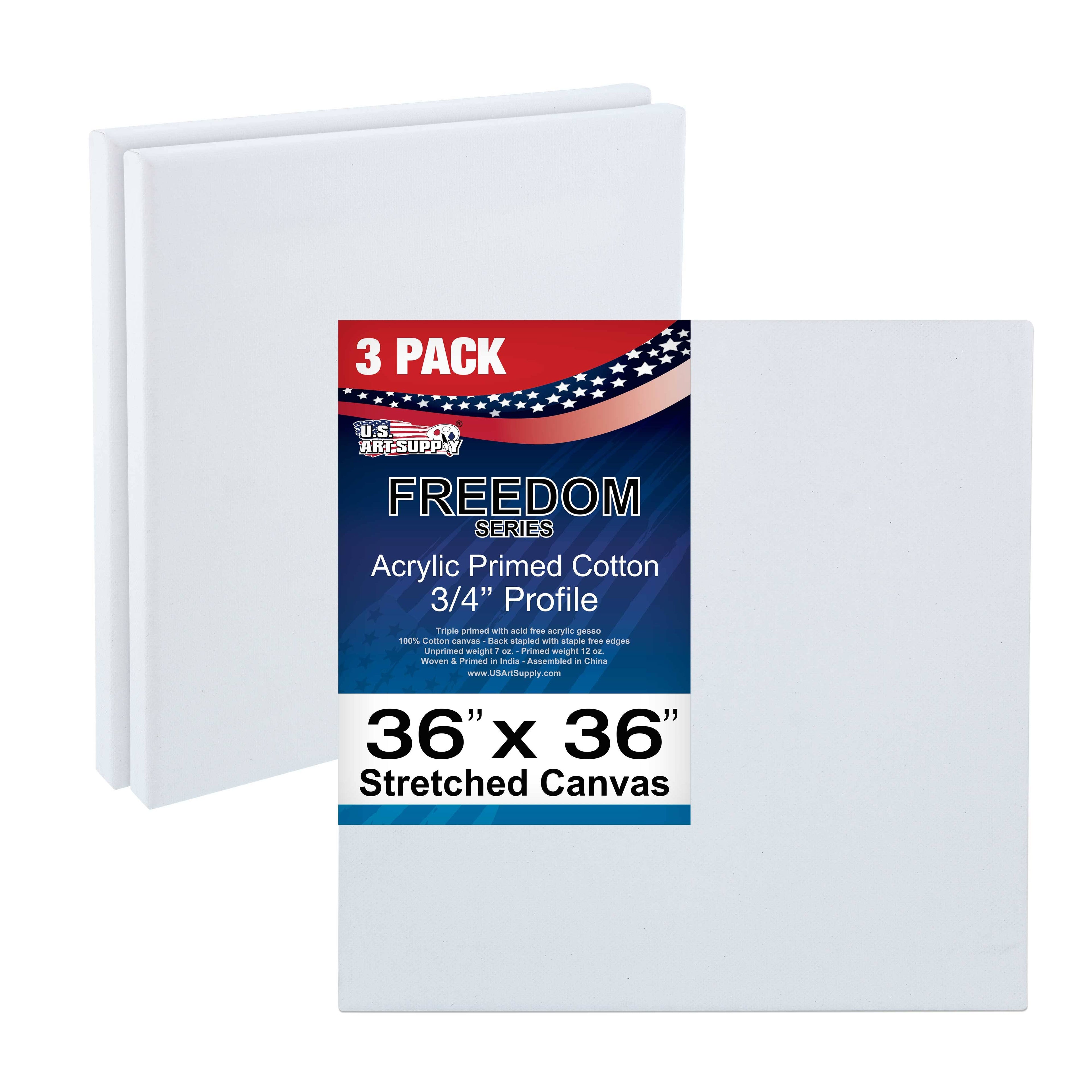 36 x 36 inch Stretched Canvas 12-Ounce Primed 3-Pack White Blank L268812