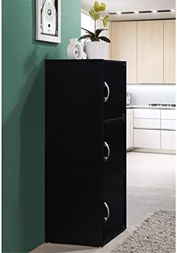 Black 3 Shelf 3 Door Bookcase C5044
