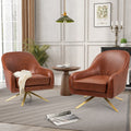 Brown Faux Leather 2-Piece Swivel Accent Chair Set L766781