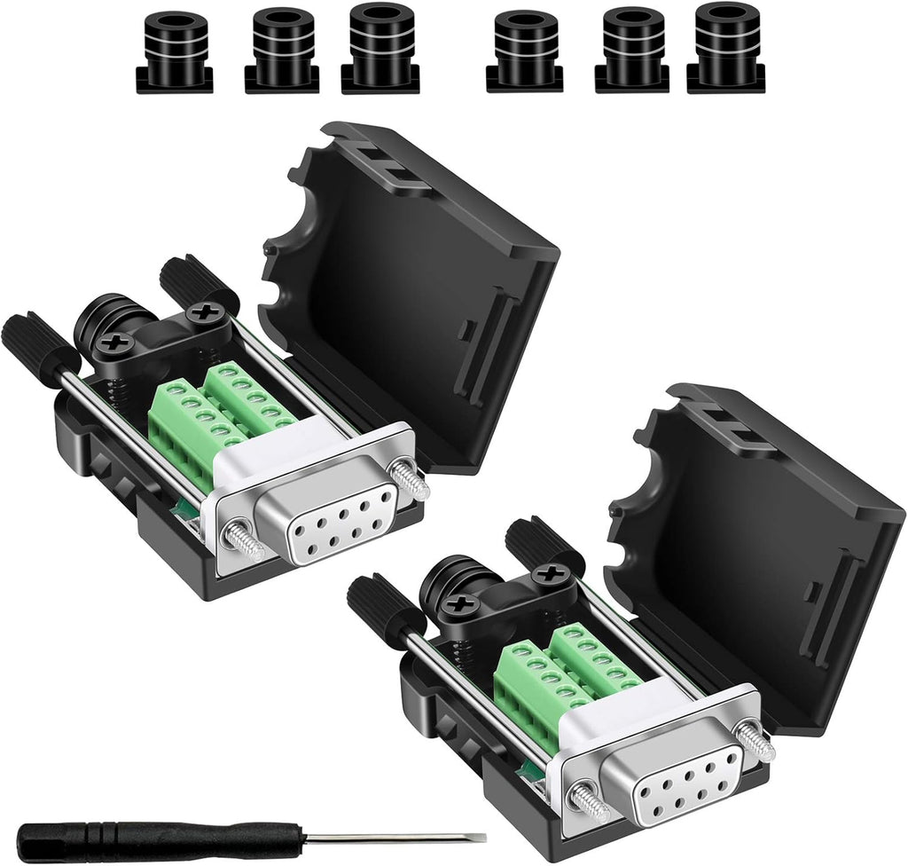 DB9 Solderless Connector RS232 D-SUB Serial Adapters 9 Pin Breakout Board with Case N757