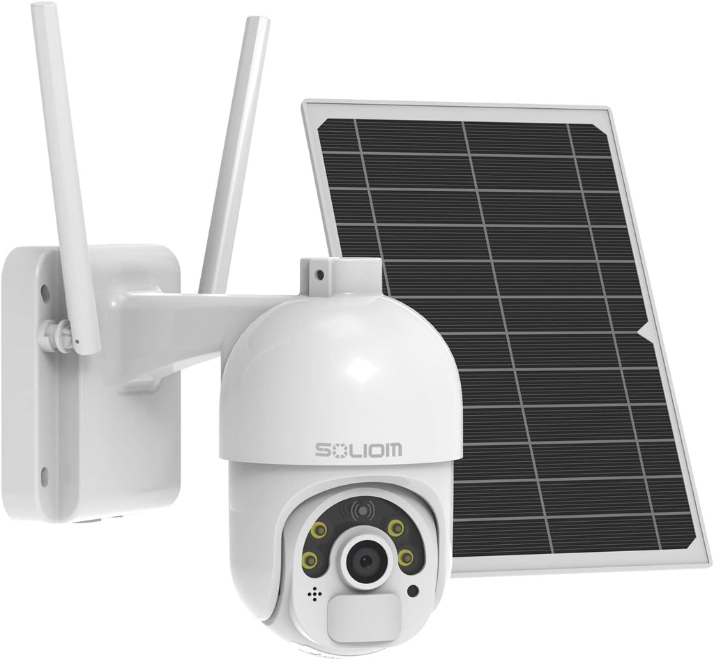Solar Security Camera Outdoor Wireless Battery Powered with Spotlight Color Night Vision and PIR Motion Detection L1222