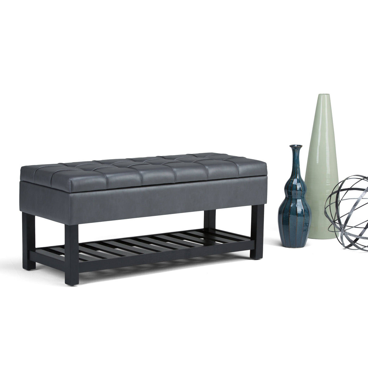 Grey Storage Ottoman Bench G99623