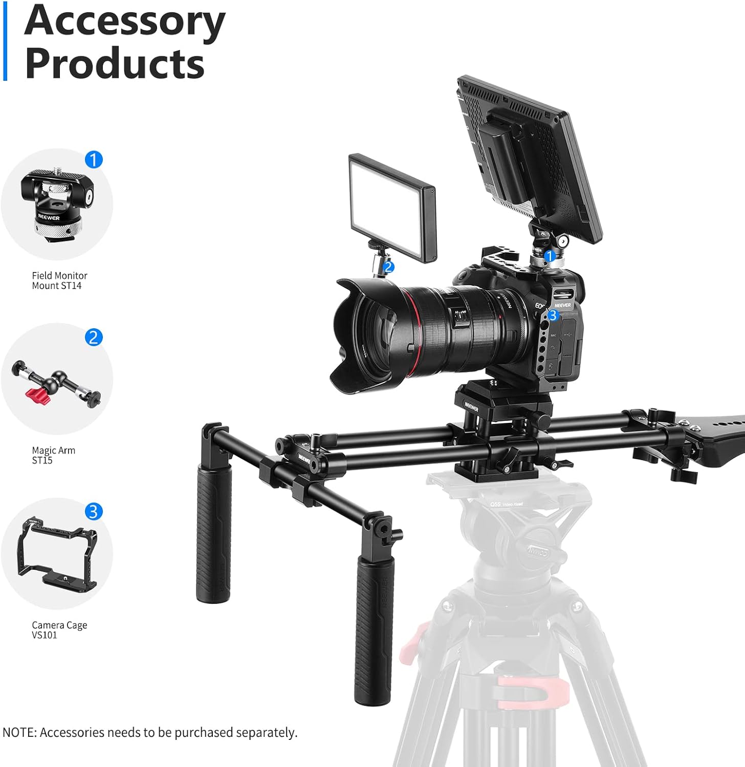 Universal Camera Shoulder Mount with Movable Shoulder Pad, 15mm Rod, 1/4 3/8 QR Plate D128809