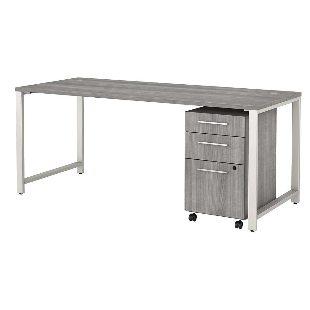 Platinum Gray 72w x 30D Table Desk with 3 Drawer Mobile File Cabinet X577
