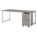 Platinum Gray 72w x 30D Table Desk with 3 Drawer Mobile File Cabinet X577