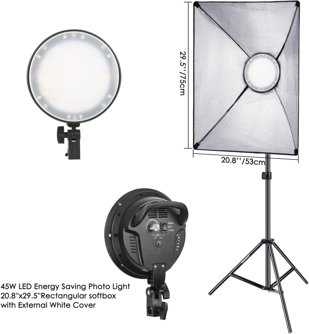 Bi-color Dimmable LED Softbox Lighting Kit with Light Stand V8874