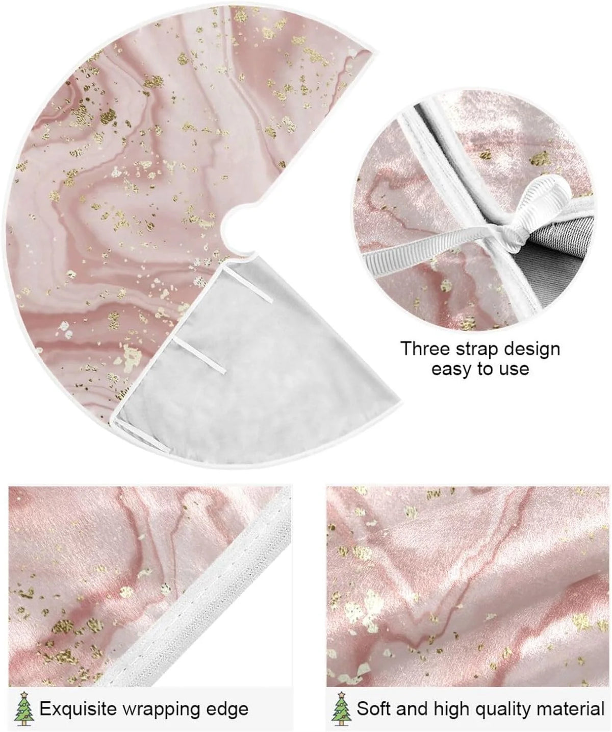 Rose Gold Marble Christmas Tree Skirt P3140