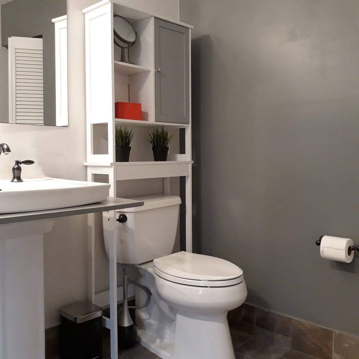 Lacquered White Over The Toilet Cabinet B64308