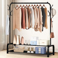 Black Freestanding Garment Rack with 6 Hangers 2 Shelves L604287