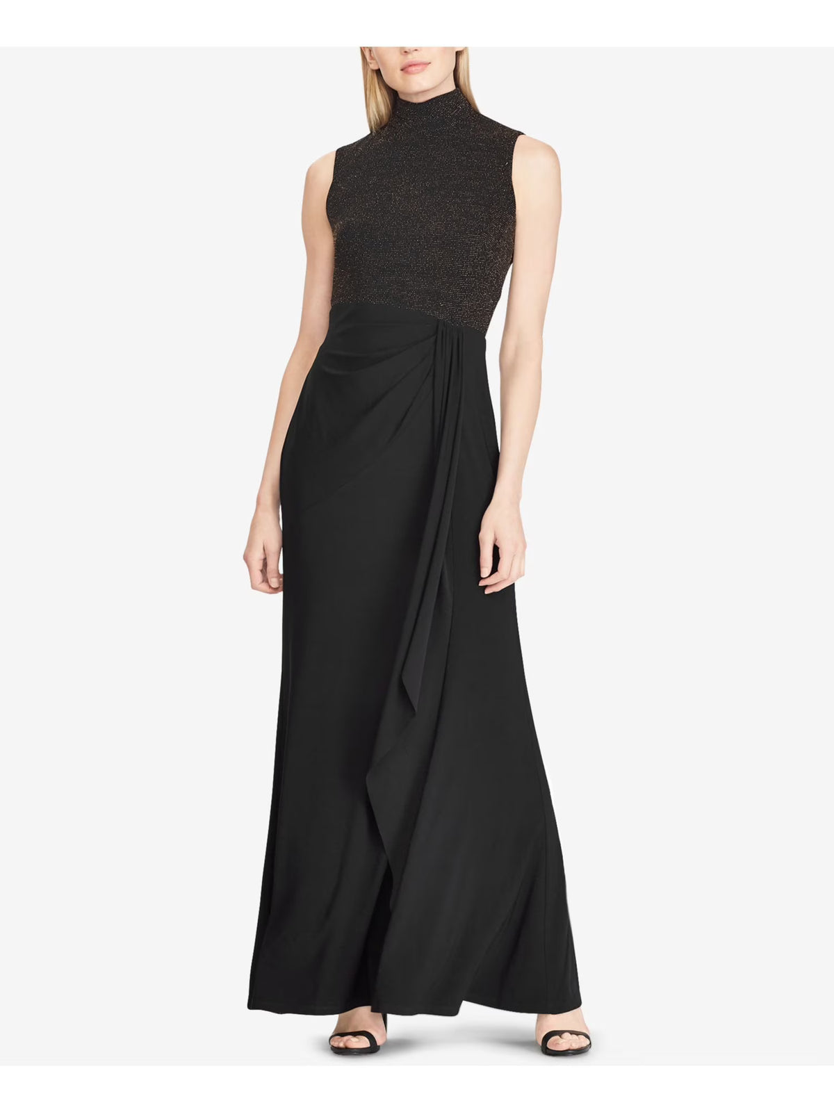 Black Sleeveless Turtle Neck Maxi Dress F7051