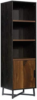 Industrial Tall 3 Adjustable Shelves Bookcase with Door in Grand Walnut and Black T86721