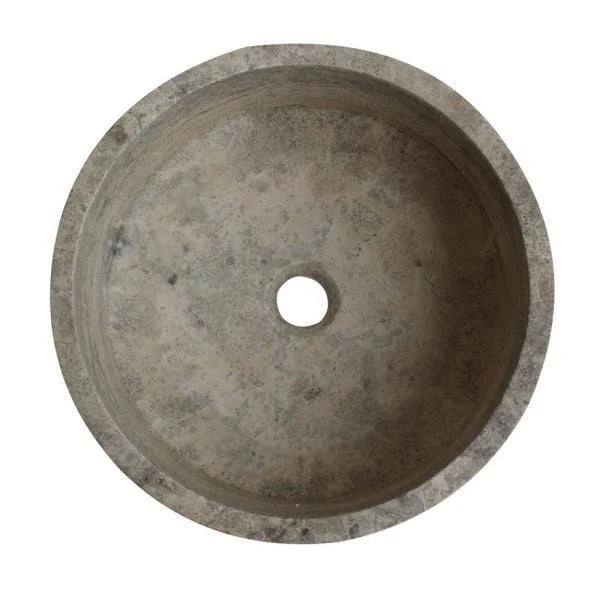 Cylindrical Natural Stone Vessel Sink in Grey M42287