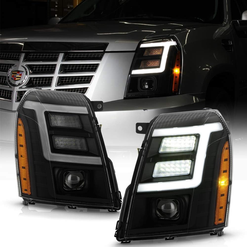 Black Smoked Housing LED Projector Headlights Pair J311