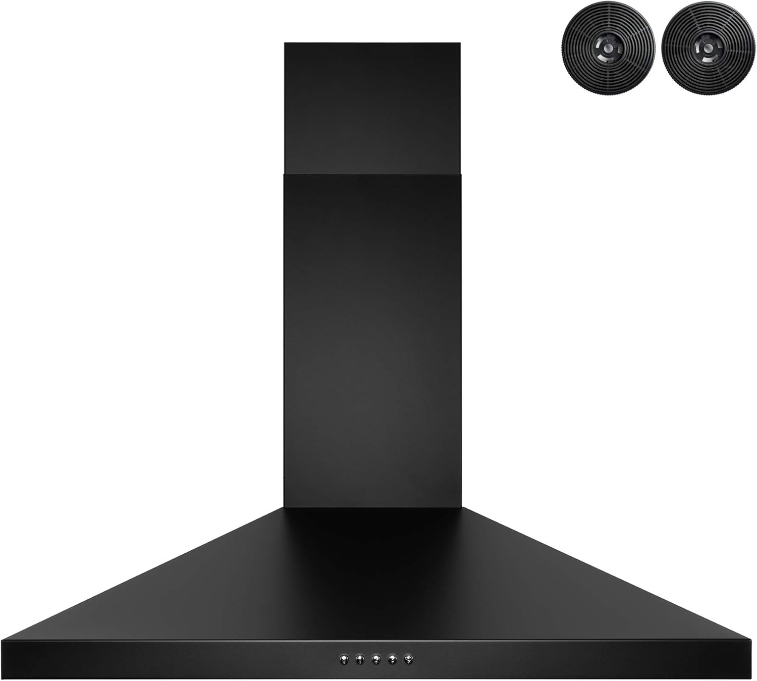Black Painted Stainless Steel Kitchen Wall Mount Range Hood with Carbon Filters D47782