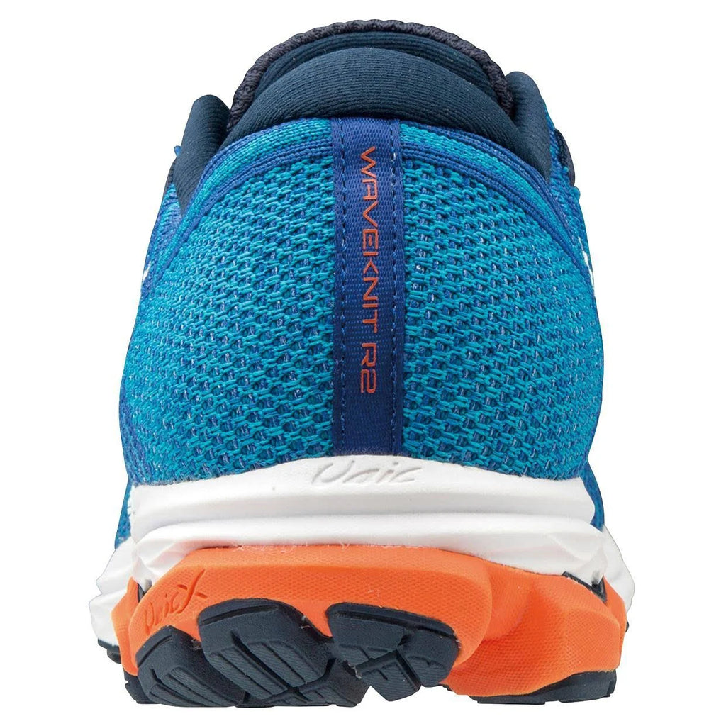 Men's Waveknit R2 Running Shoe, Nautical Blue-Red Orange, Size 8 J81699