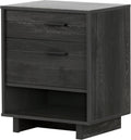 Gray Oak Nightstand with Cord Catcher K9078