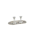 Aluminum Candle Holders with White Enamel Inlay and Tray X252403