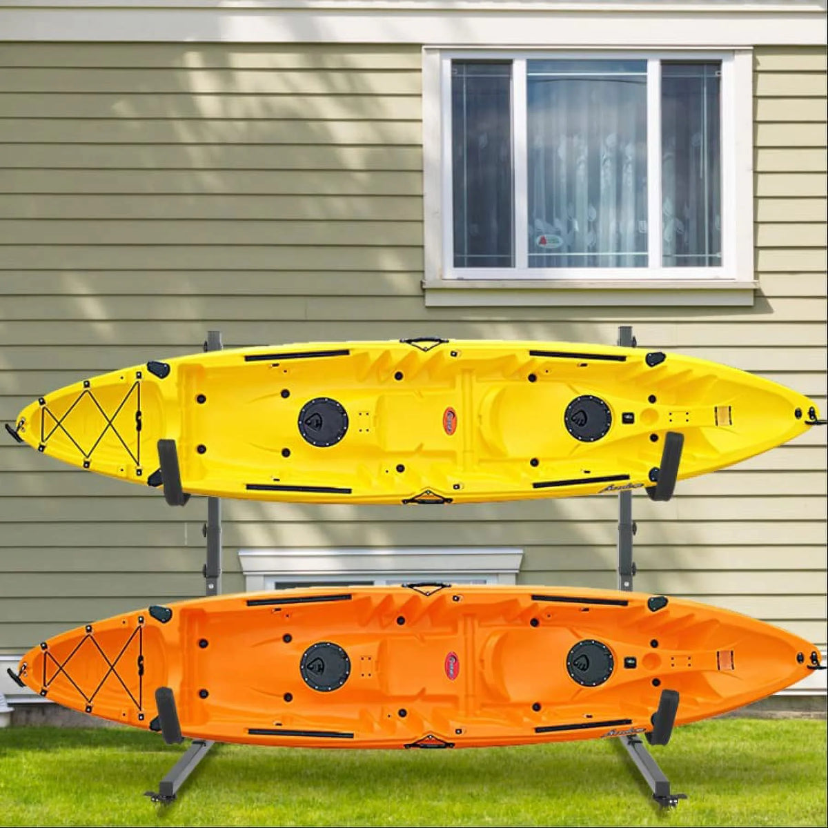 Freestanding Kayak Storage Rack with Lockable Wheels Wide Adjustable Y5385