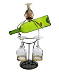 Tall Chef Wine Bottle Holder with Two Wine Glasses R3490