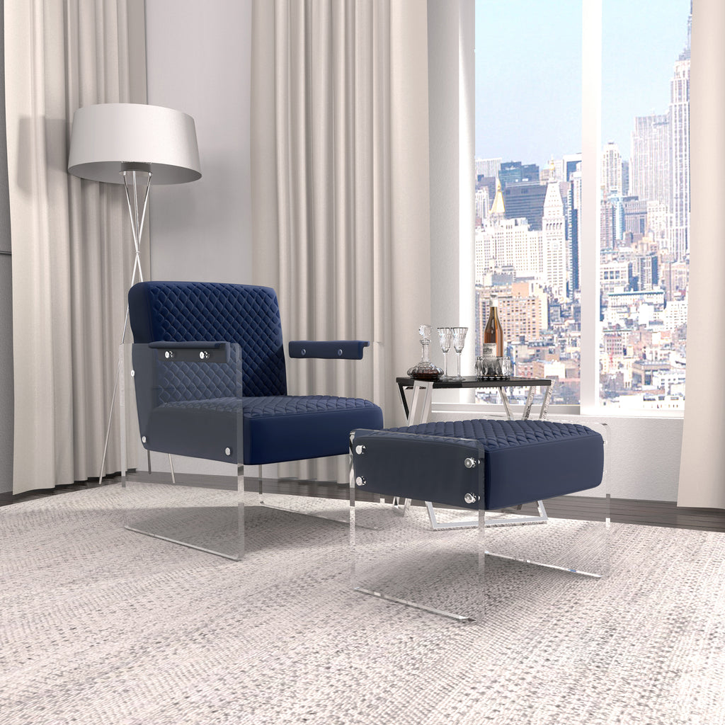 Navy Velvet Accent Chair Z393067