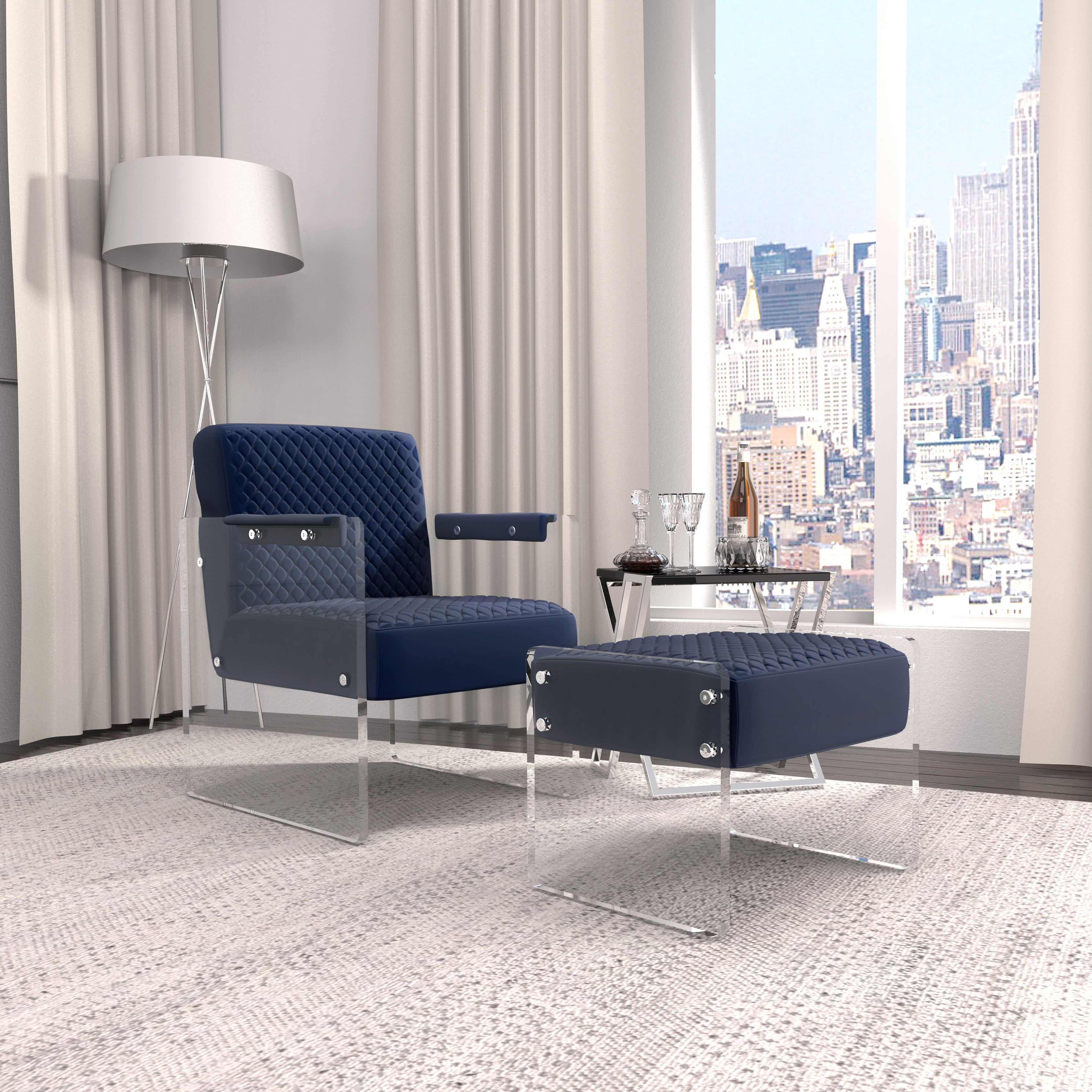 Navy Velvet Accent Chair Z393067