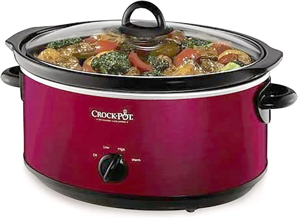 Red 7 Quart Electric Slow Cooker with Removable Ceramic Bowl H539
