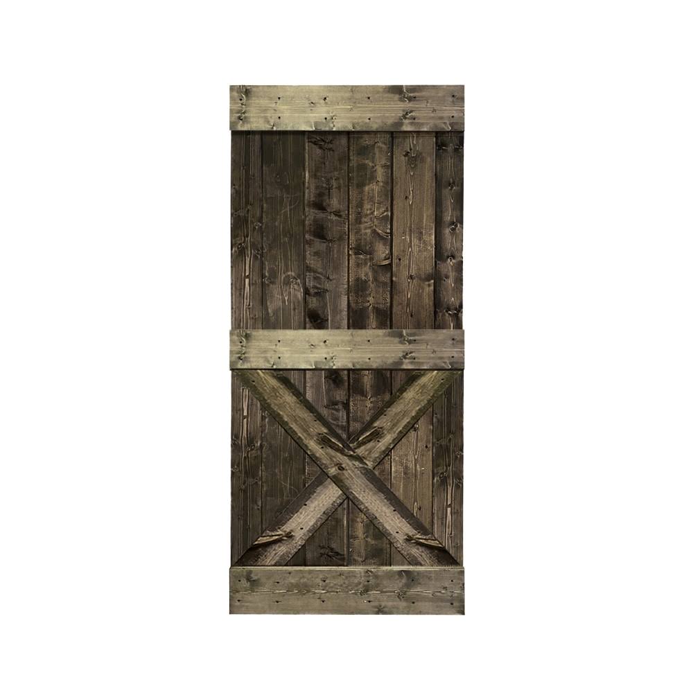 Distressed Colonial Maple Stained Solid Knotty Pine Wood Interior Sliding Barn Door Slab Q217