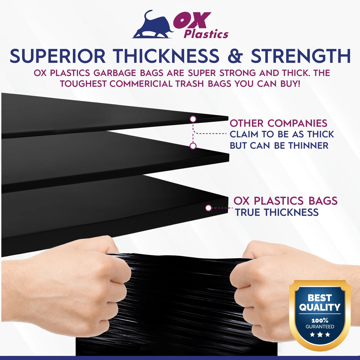 42 Gallon 3mil Black Trash Can Liners Bags 25 Bags V813427