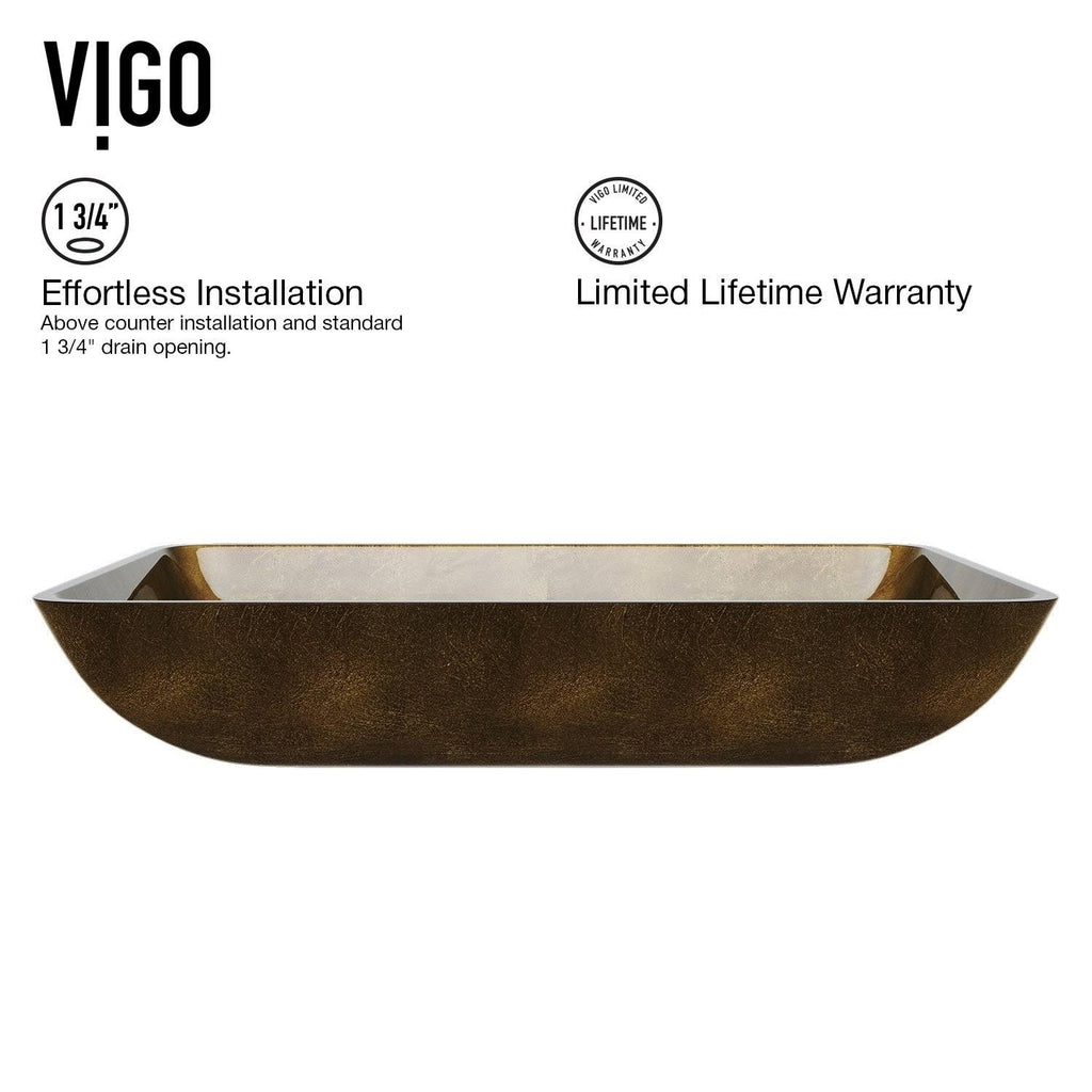 Bronze Rectangular Vessel Bathroom Sink with Faucet L64832