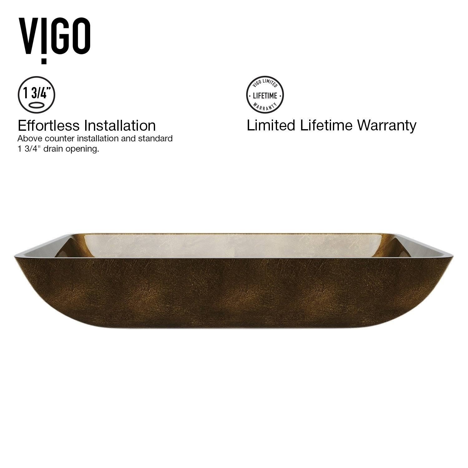 Bronze Rectangular Vessel Bathroom Sink with Faucet L64832