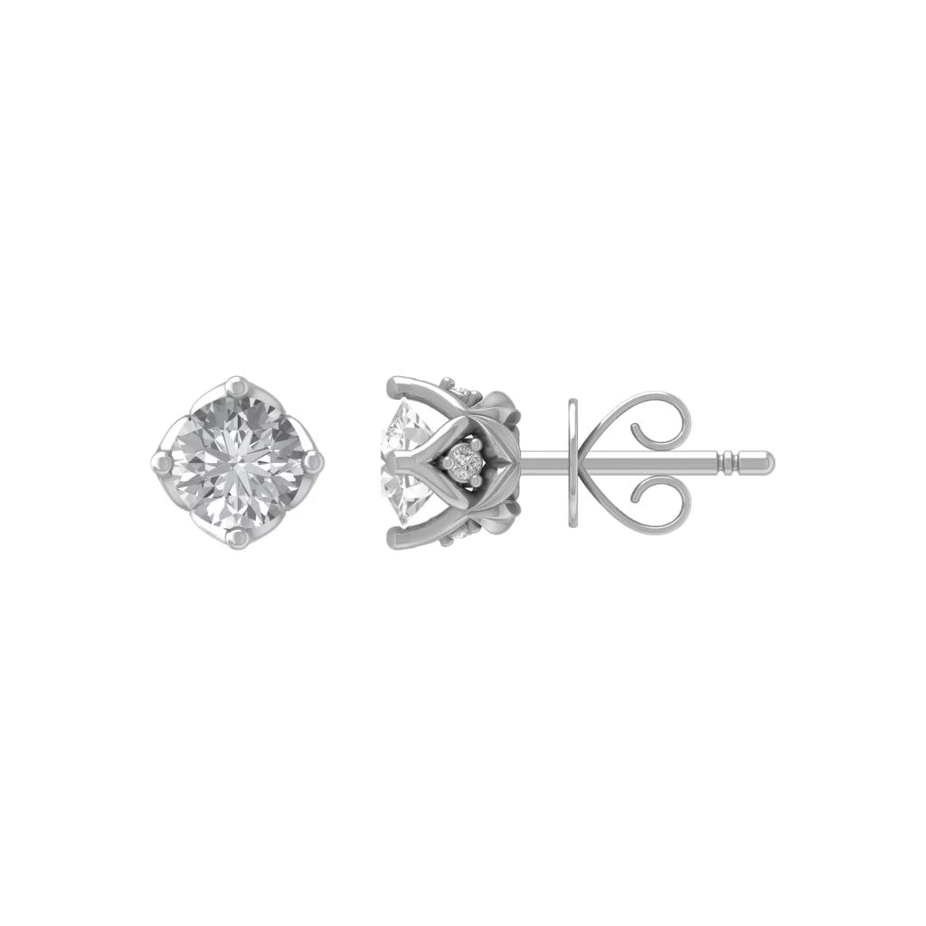 10K White Gold Diamond Solitaire Stud Earrings L456