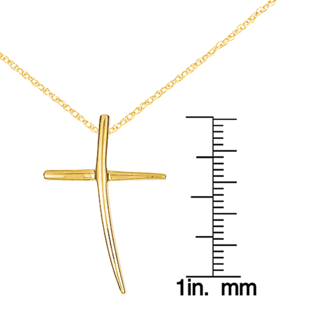 14 Karat Yellow Gold Polished Cross Pendant with 18-inch Chain H9500